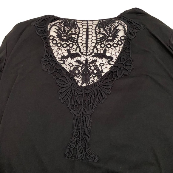 Xhilaration Black Drape Neck Criss Cross Front Crochet Open Back Dress, Size M - Picture 3 of 9